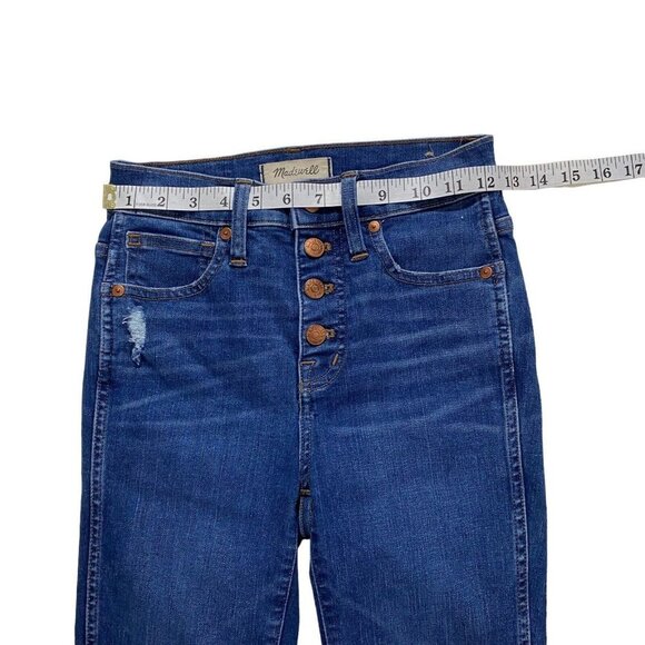 Madewell 10” High Rise Skinny Women Medium Wash Jeans Sz 23x27 Denim Raw Hem - Picture 7 of 13
